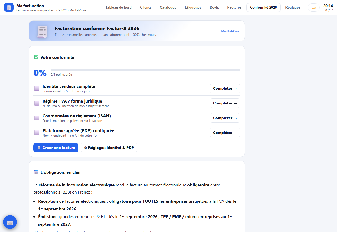 ProFacture — checklist de conformité Factur-X 2026 et guide